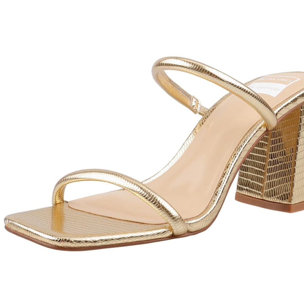Gold Strappy Block Heel Sandals